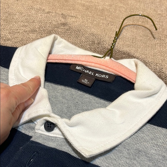 Michael Kors Men's Long Sleeve Striped Polo Shirt-  X-Large - Picture 3 of 8